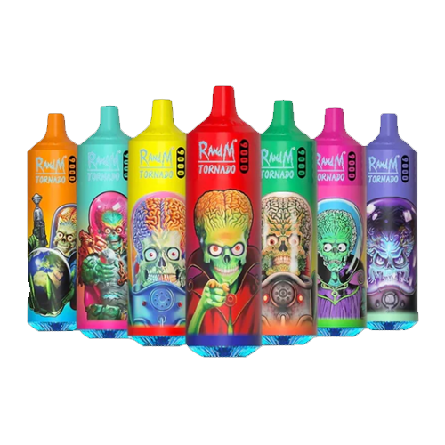 RandM Tornado 9000 Wegwerp Vapes 0mg Nicotine (Doos van 10)